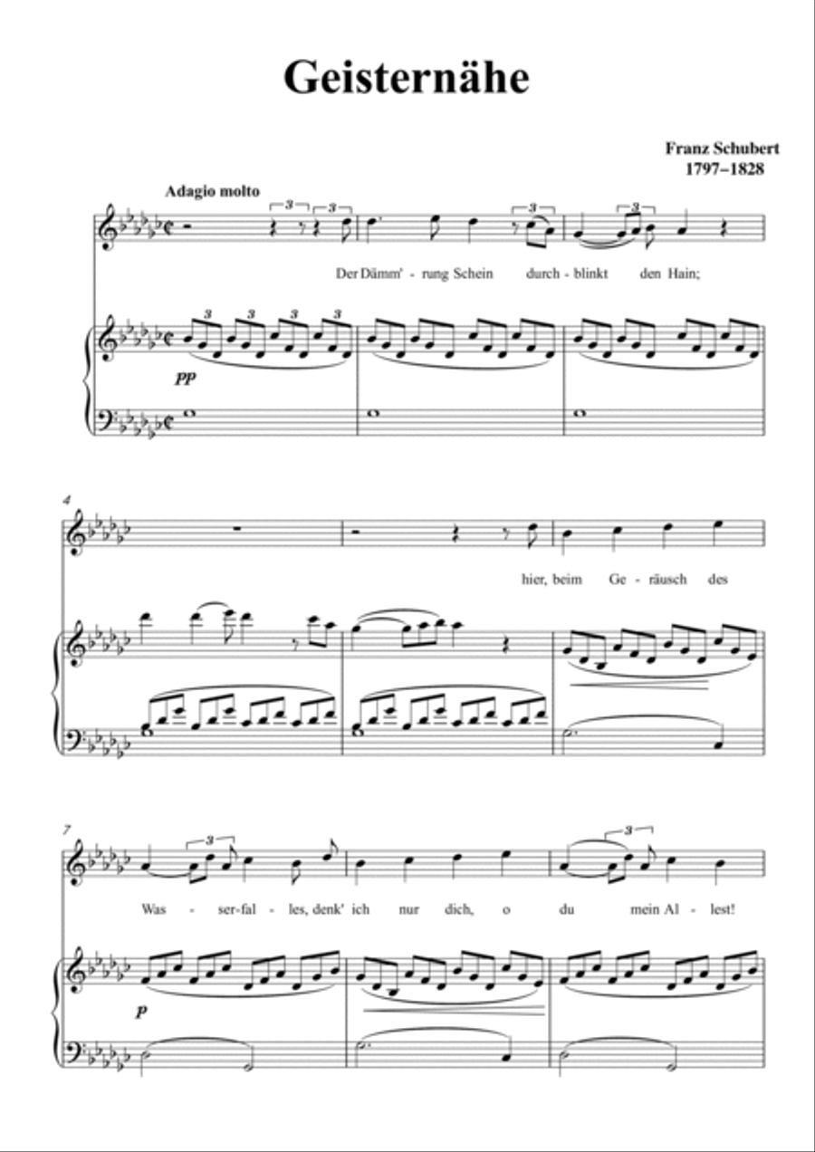 Schubert-Geisternähe in bG for Vocal and Piano Voice scores gallery preview page 2