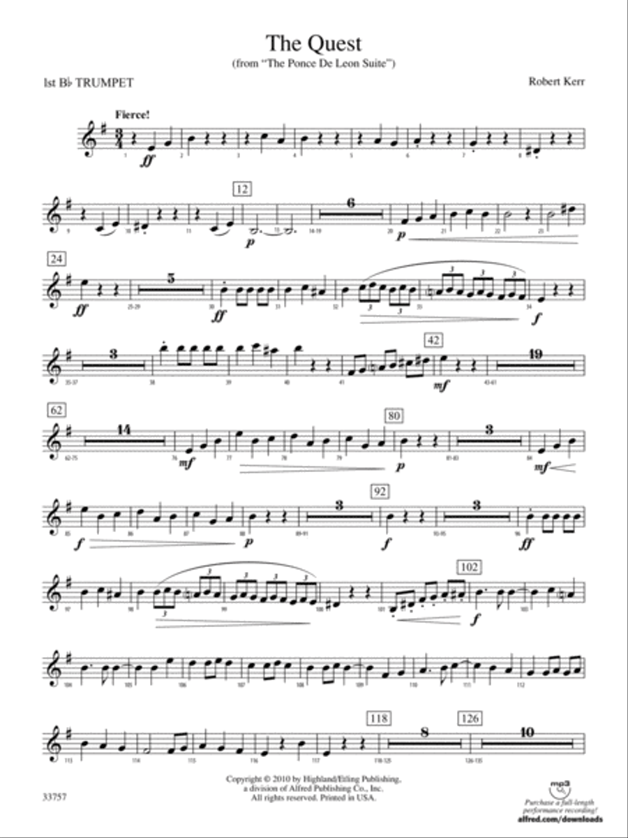 The Quest: 1st B-flat Trumpet Full Orchestra scores gallery preview page 1