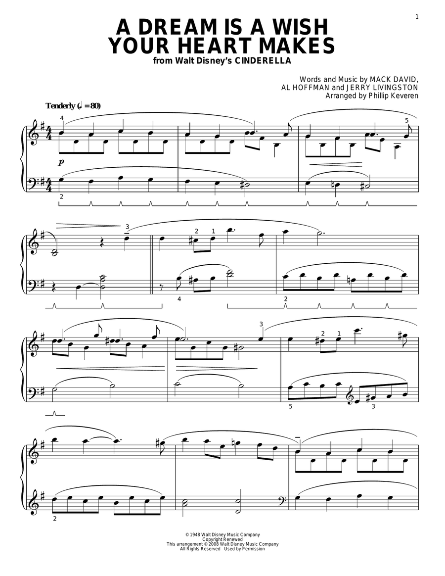A Dream Is A Wish Your Heart Makes [Classical version] (from Cinderella) (arr. Phillip Keveren) Piano Solo scores gallery preview page 1