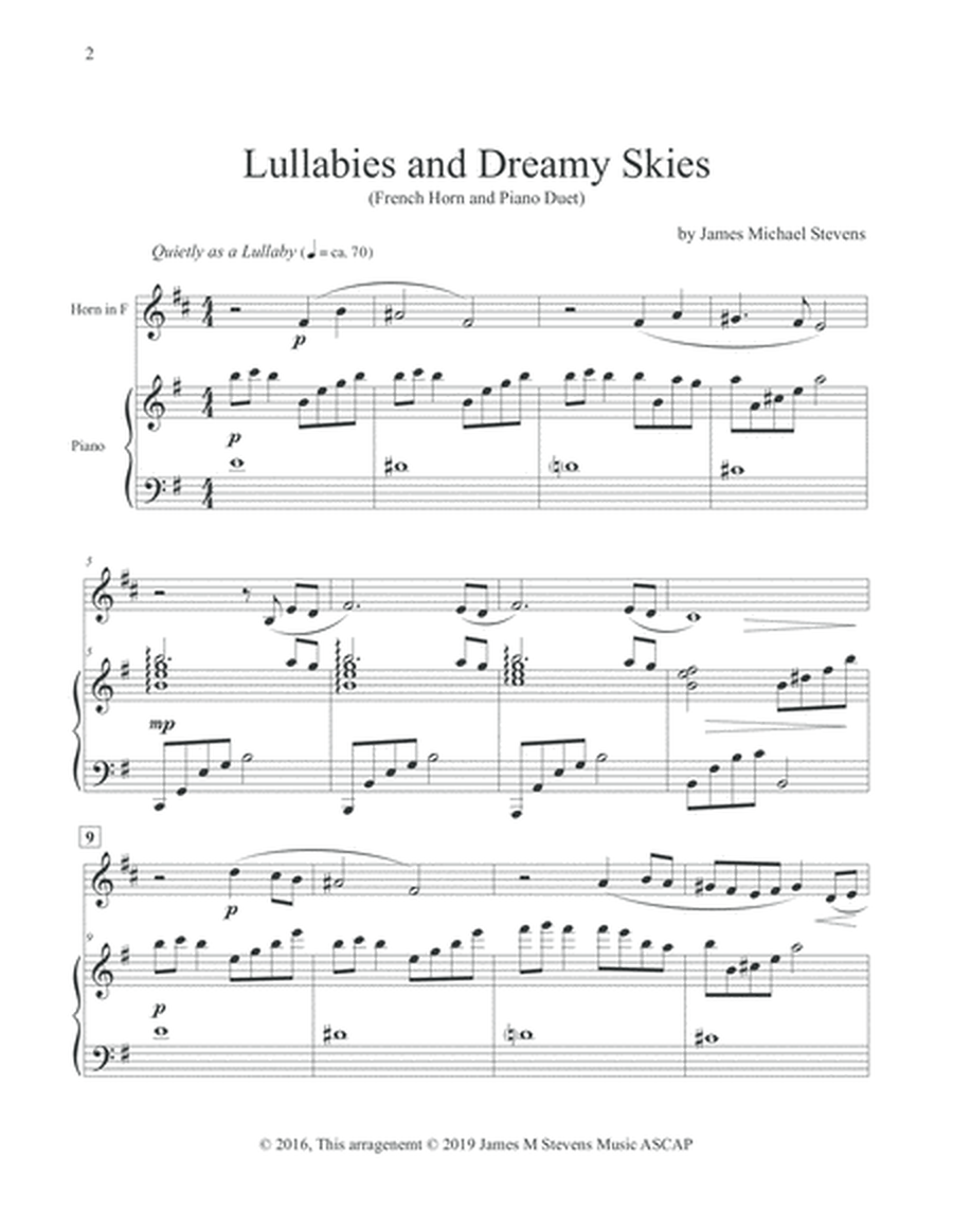Lullabies and Dreamy Skies - French Horn & Piano image number null