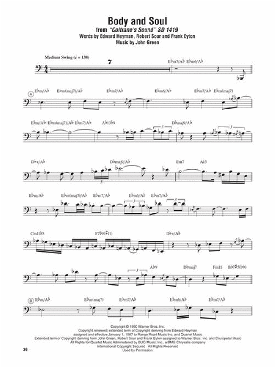 John Coltrane – Omnibook Bass Clef Instrument scores gallery preview page 6