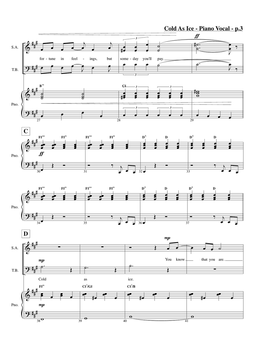 Cold As Ice 3-Part scores gallery preview page 3