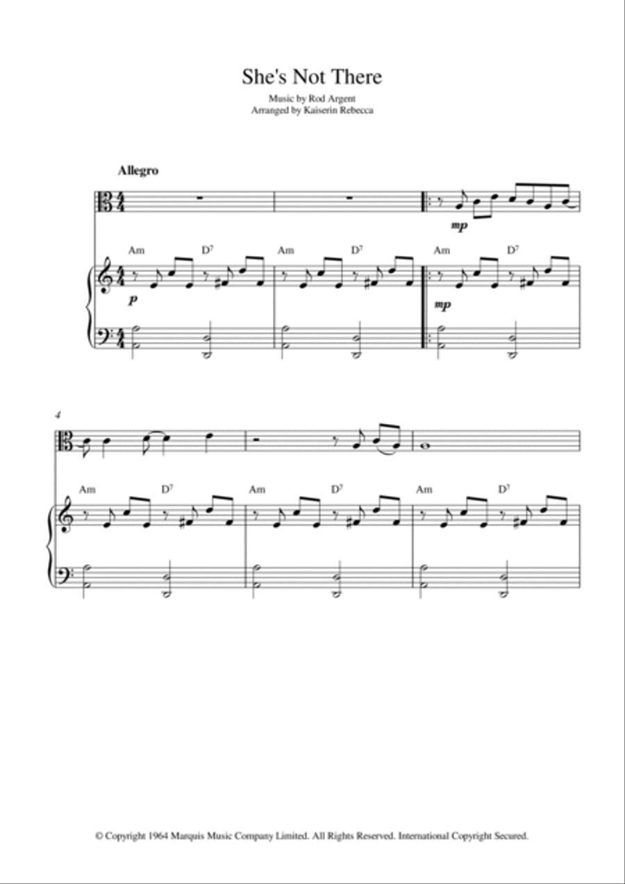She's Not There Viola scores gallery preview page 1