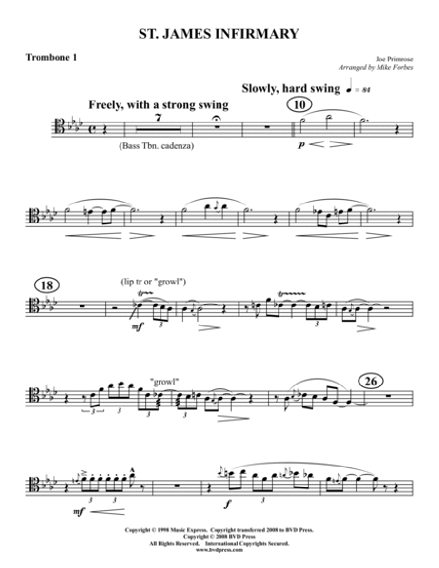 St. James Infirmary St. James Infirmary Trombone Quartet scores gallery preview page 6