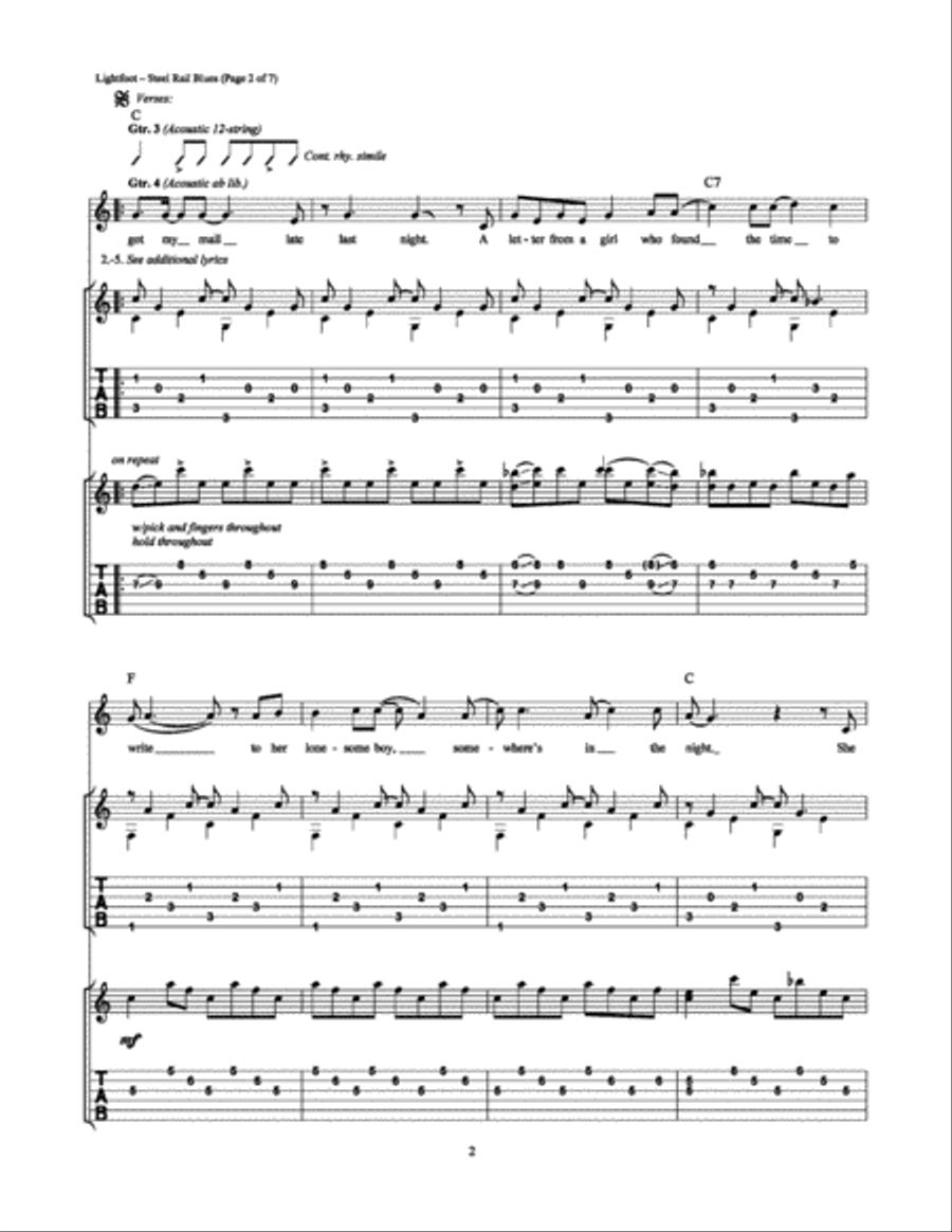 Steel Rail Blues Guitar Tablature scores gallery preview page 2