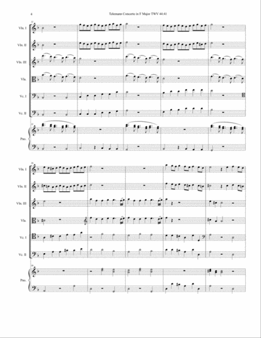 Telemann Concerto Grosso - Vivace TWV 44:41 Chamber Orchestra scores gallery preview page 4