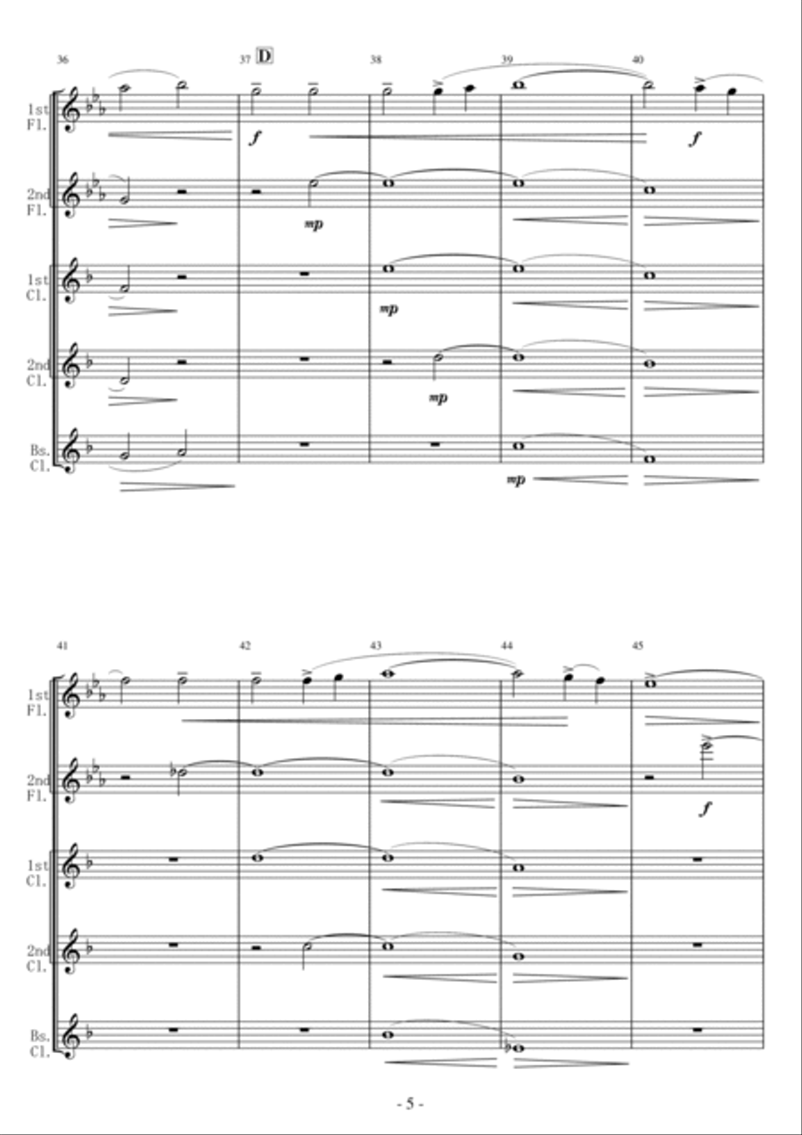 <Wood wind Quintet> Joy to the World ! (Hark the glad sound ! ) Woodwind Quintet scores gallery preview page 5