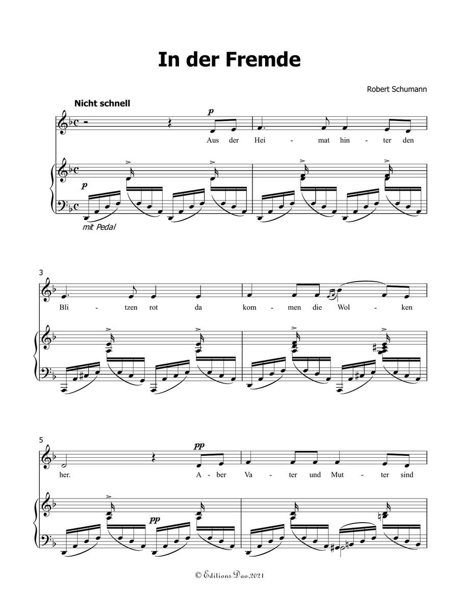 In der Fremde, by Schumann, Op.39 No.1, in d minor Piano, Vocal scores gallery preview page 3