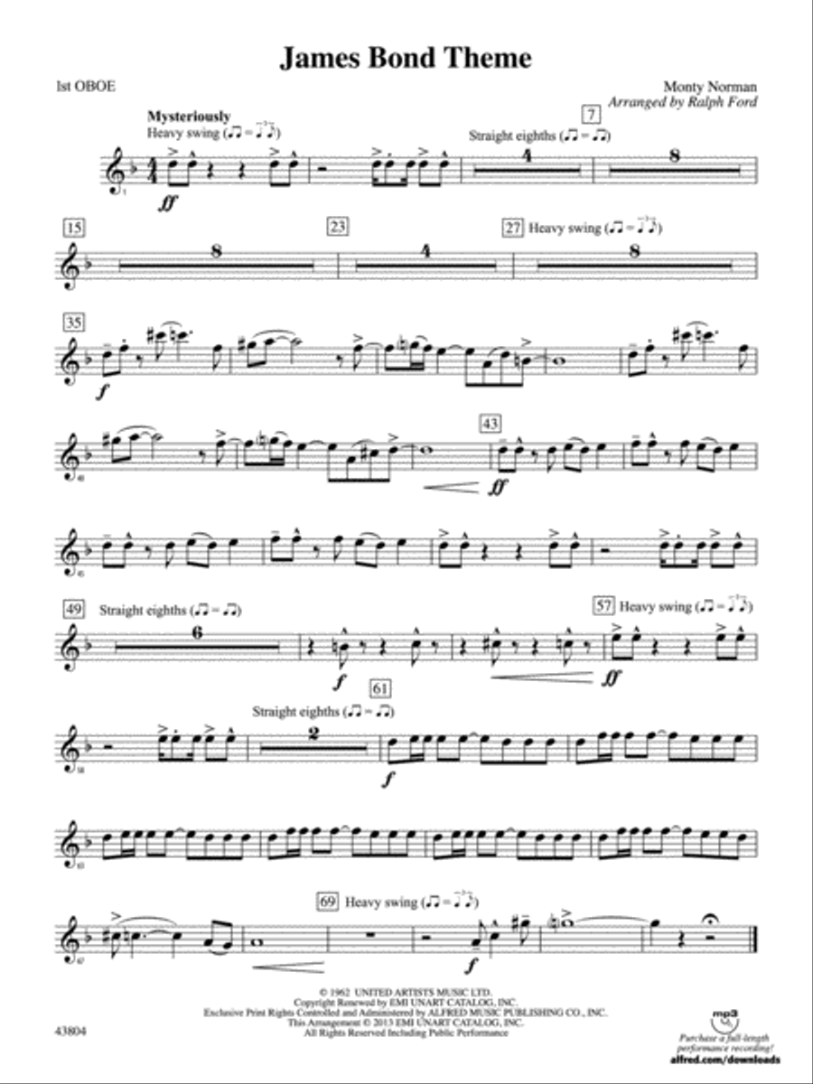James Bond Theme: Oboe Full Orchestra scores gallery preview page 1