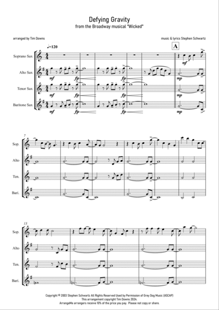 Defying Gravity Woodwind Ensemble scores gallery preview page 2