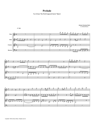 Prelude 22 from Well-Tempered Clavier, Book 2 (Woodwind Quartet)