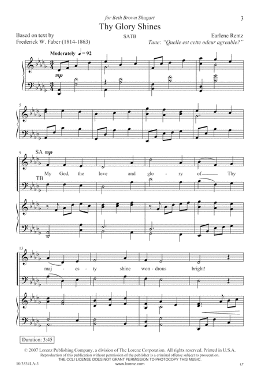 Thy Glory Shines 4-Part scores gallery preview page 3