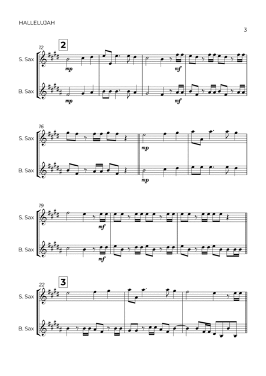 HALLELUJAH - HANDEL - SAX SOPRANO & BARITONE Soprano Saxophone scores gallery preview page 3