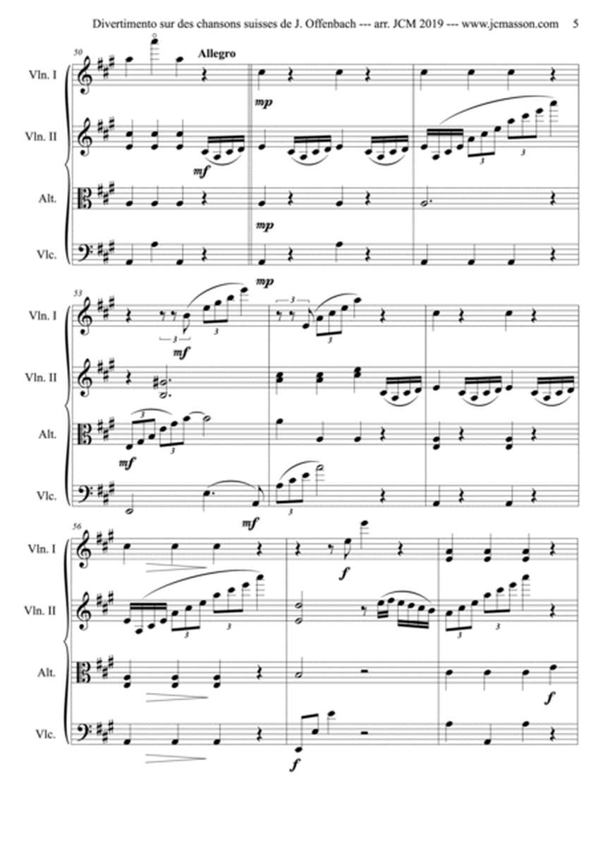 Divertissement sur des chansons suisses de J.Offenbach - arrangement for string quartet JCM2019 - FU