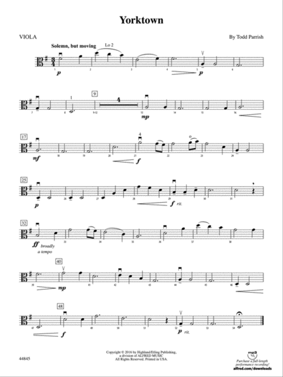 Yorktown: Viola String Orchestra scores gallery preview page 1