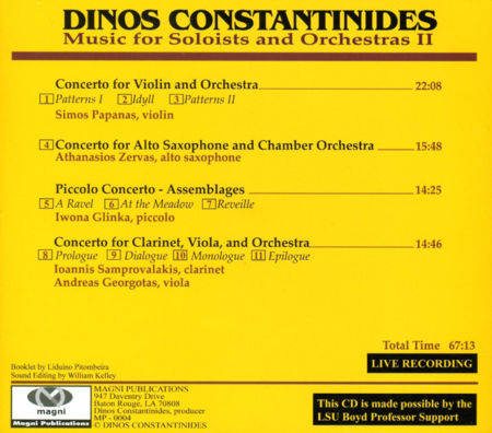Volume 2: Constantinides: Music For