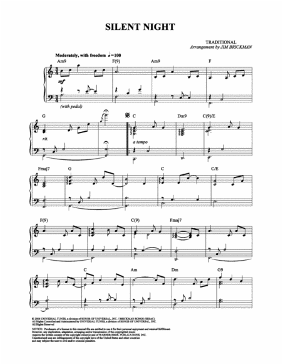 Silent Night Silent Night Piano Solo scores gallery preview page 1