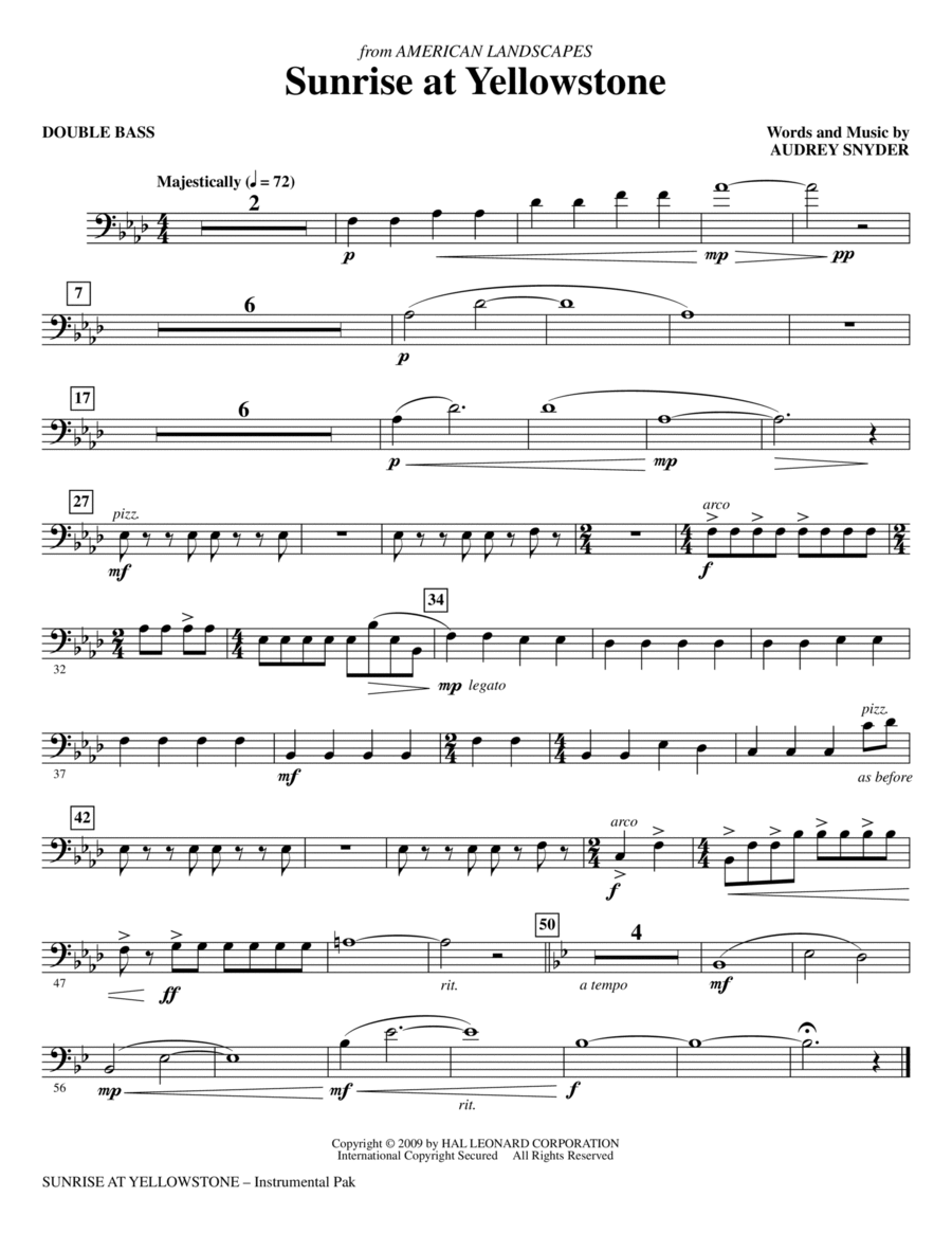 Sunrise At Yellowstone - Double Bass Choir scores gallery preview page 1
