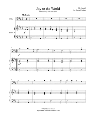 Joy to the World - for beginning cello with optional piano accompaniment