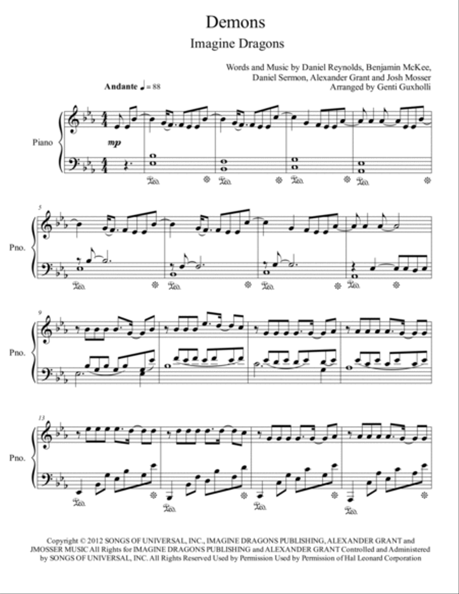 Demons Piano Solo scores gallery preview page 2