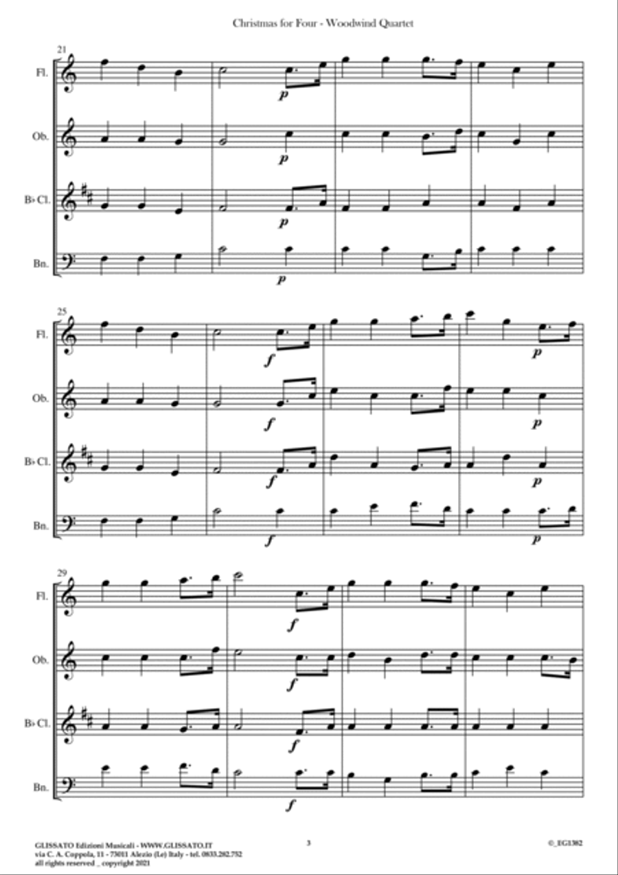 Christmas For Four - Medley for Woodwind Quartet (score & parts) Woodwind Quartet scores gallery preview page 4