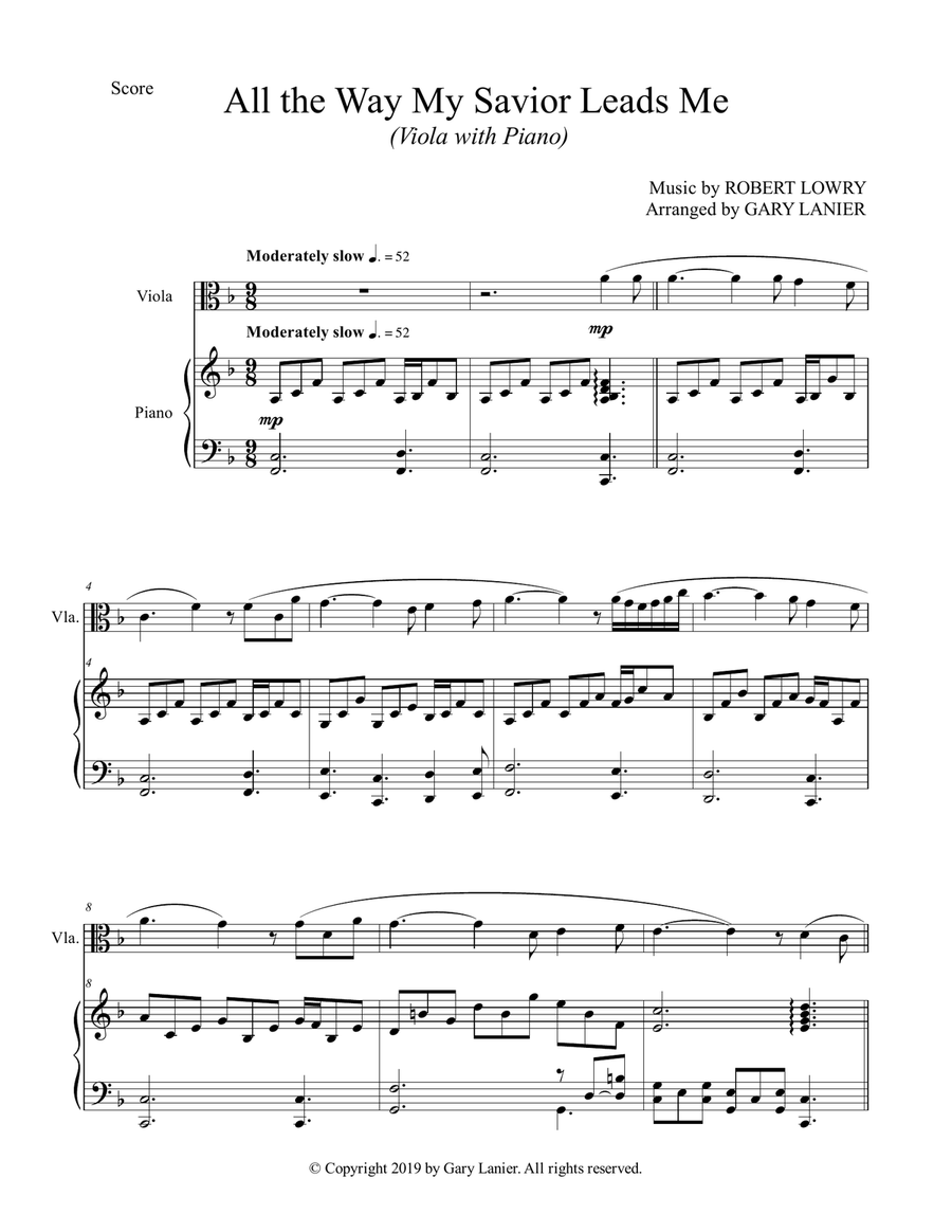 ALL THE WAY MY SAVIOR LEADS ME (Viola with Piano - Score & Part included) Viola scores gallery preview page 2