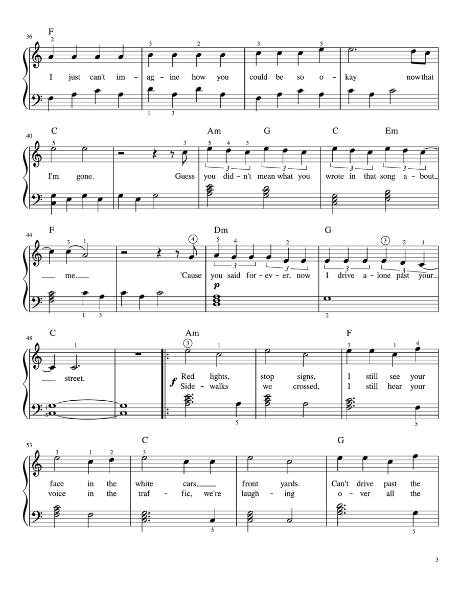 Drivers License Easy Piano scores gallery preview page 3