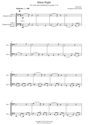 Silent Night (for cello duet, suitable for grades 1-5)