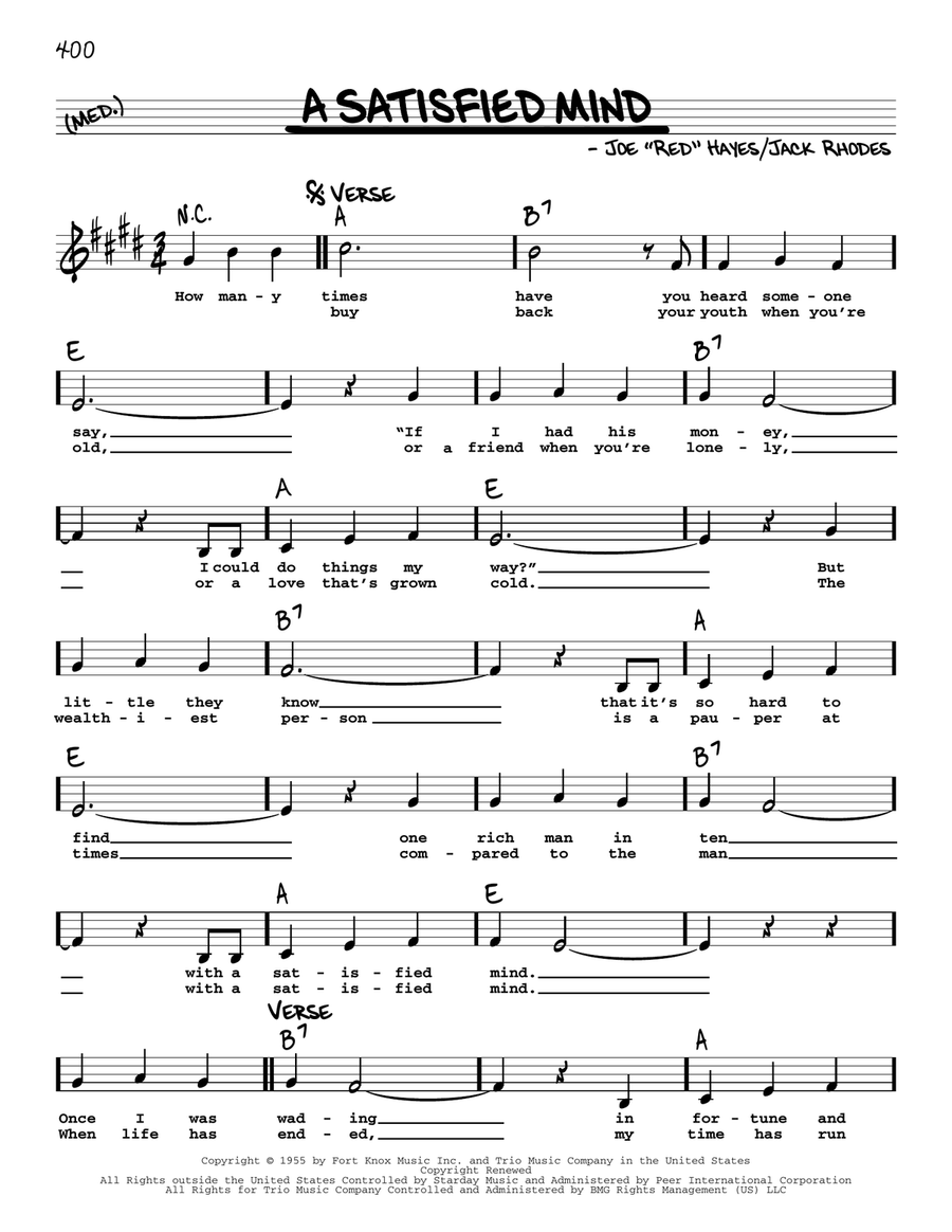 A Satisfied Mind Voice scores gallery preview page 1