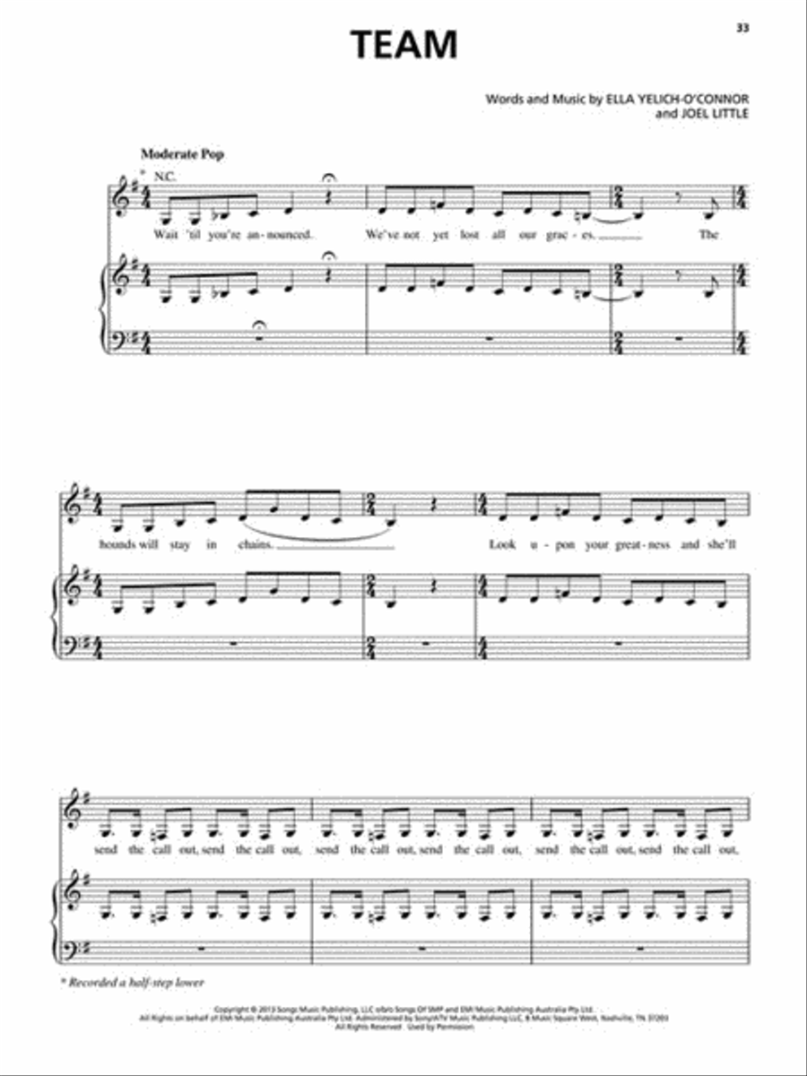 Lorde - Pure Heroine Piano, Vocal, Guitar scores gallery preview page 4