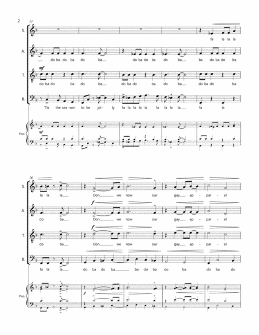 Deck the Halls for SATB Choir Acapella 4-Part scores gallery preview page 4