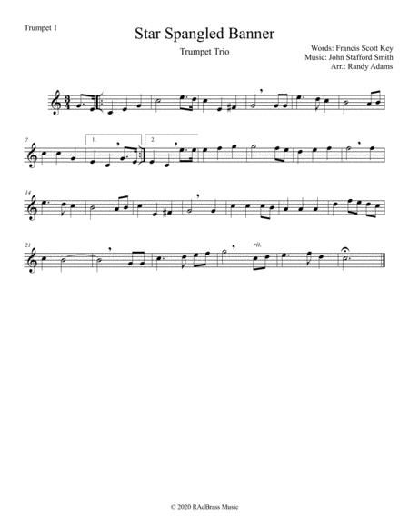 The Star Spangled Banner for Trumpet Trio image number null