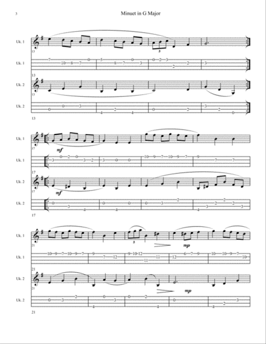 Bach Minuet In G Major BVW116 - Ukulele Duet Ukulele scores gallery preview page 4