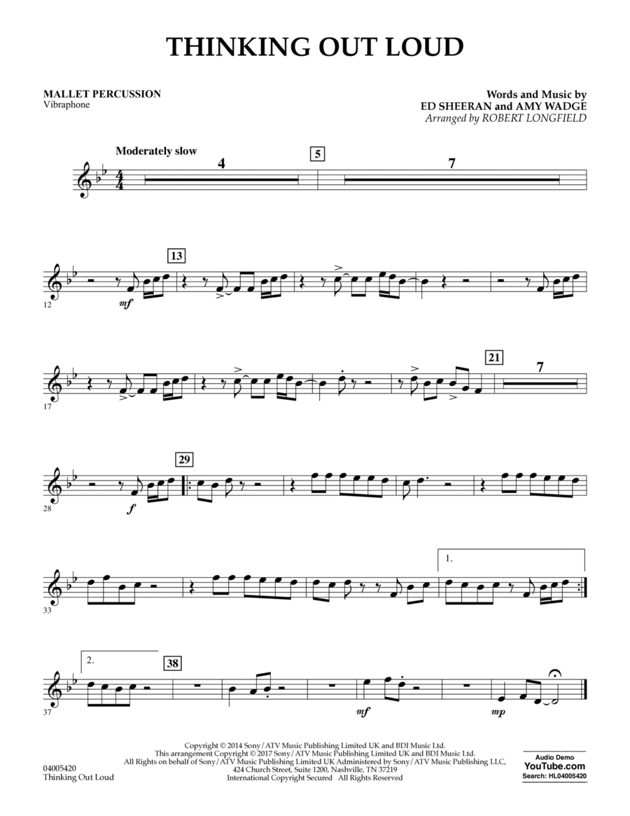 Thinking Out Loud - Mallet Percussion Concert Band scores gallery preview page 1
