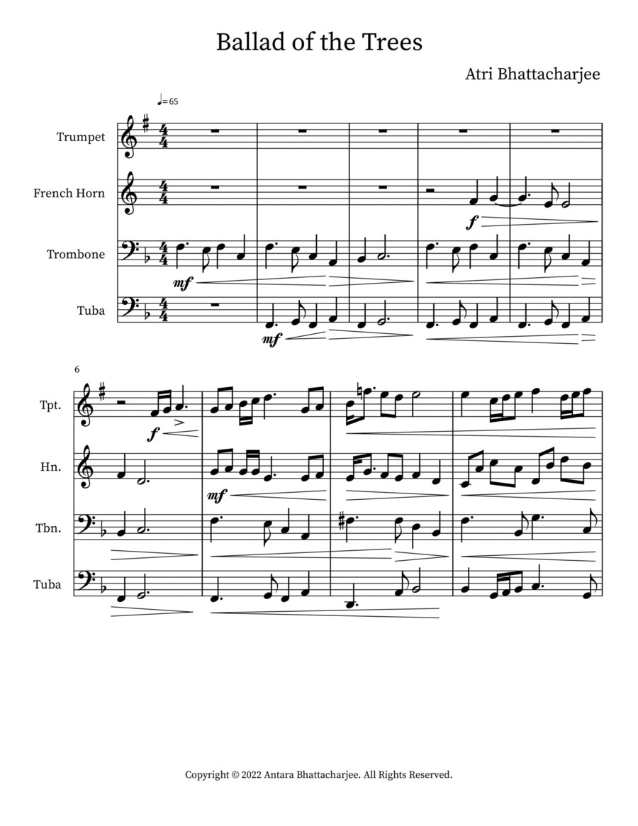 Ballad of the Trees Small Ensemble scores gallery preview page 1