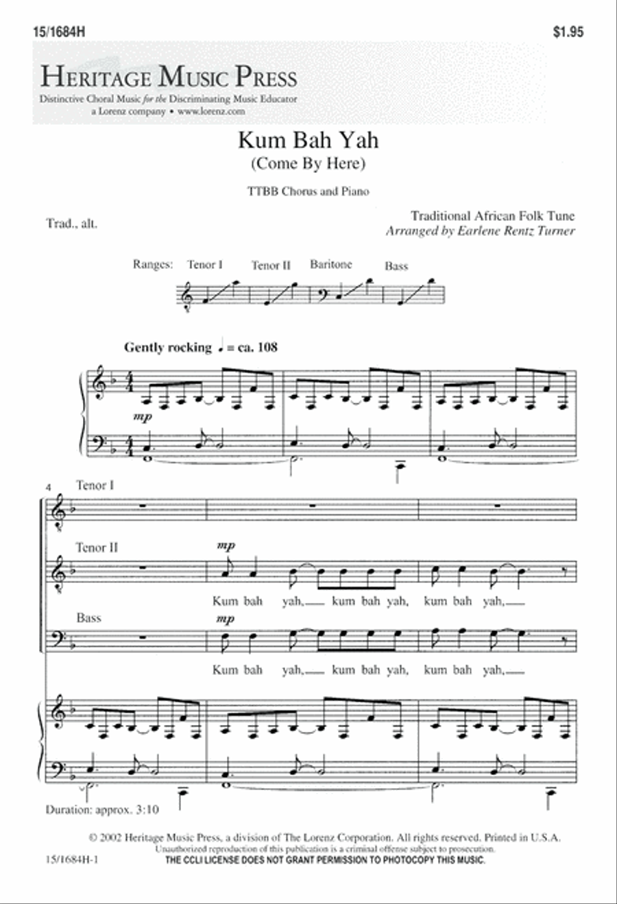 Kum Bah Yah Kum Bah Yah TTBB scores gallery preview page 2