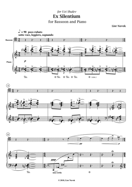 "Ex Silentium" - for Bassoon and Piano [Score and Part]