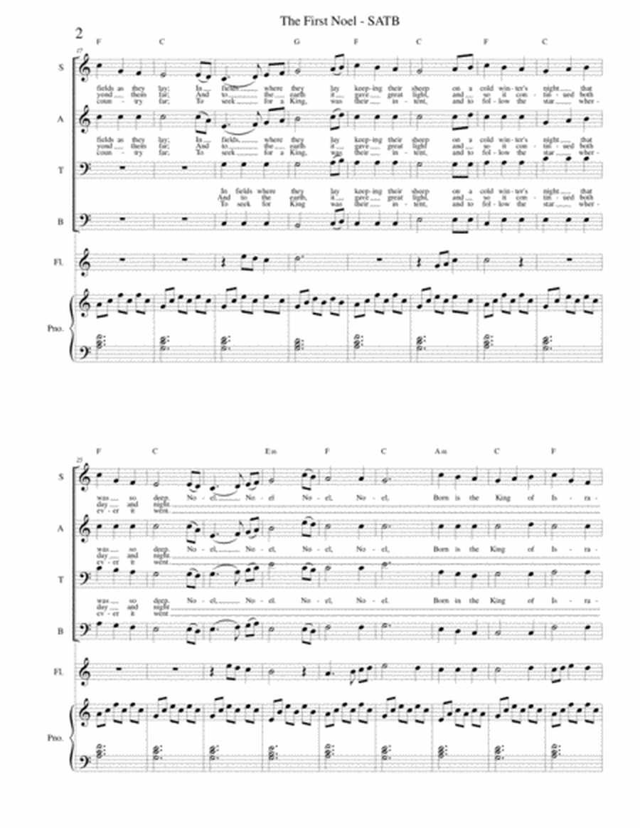 The First Noel - SATB with either flute, cello, violin or french horn and piano image number null