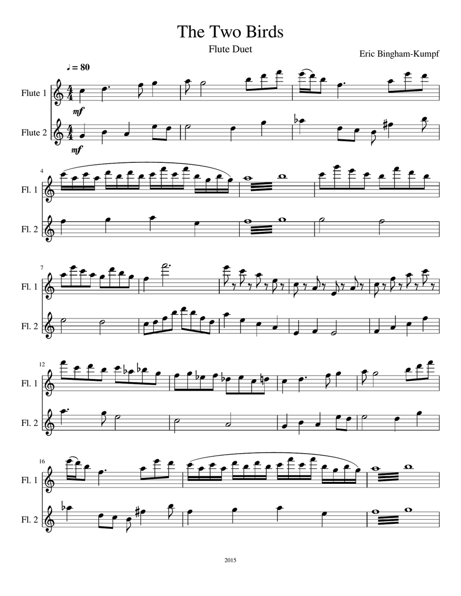The Two Birds (Flute Duet) Flute Duet scores gallery preview page 1