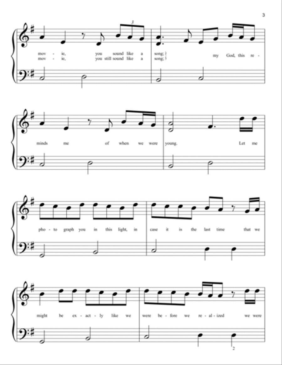 When We Were Young Easy Piano scores gallery preview page 3