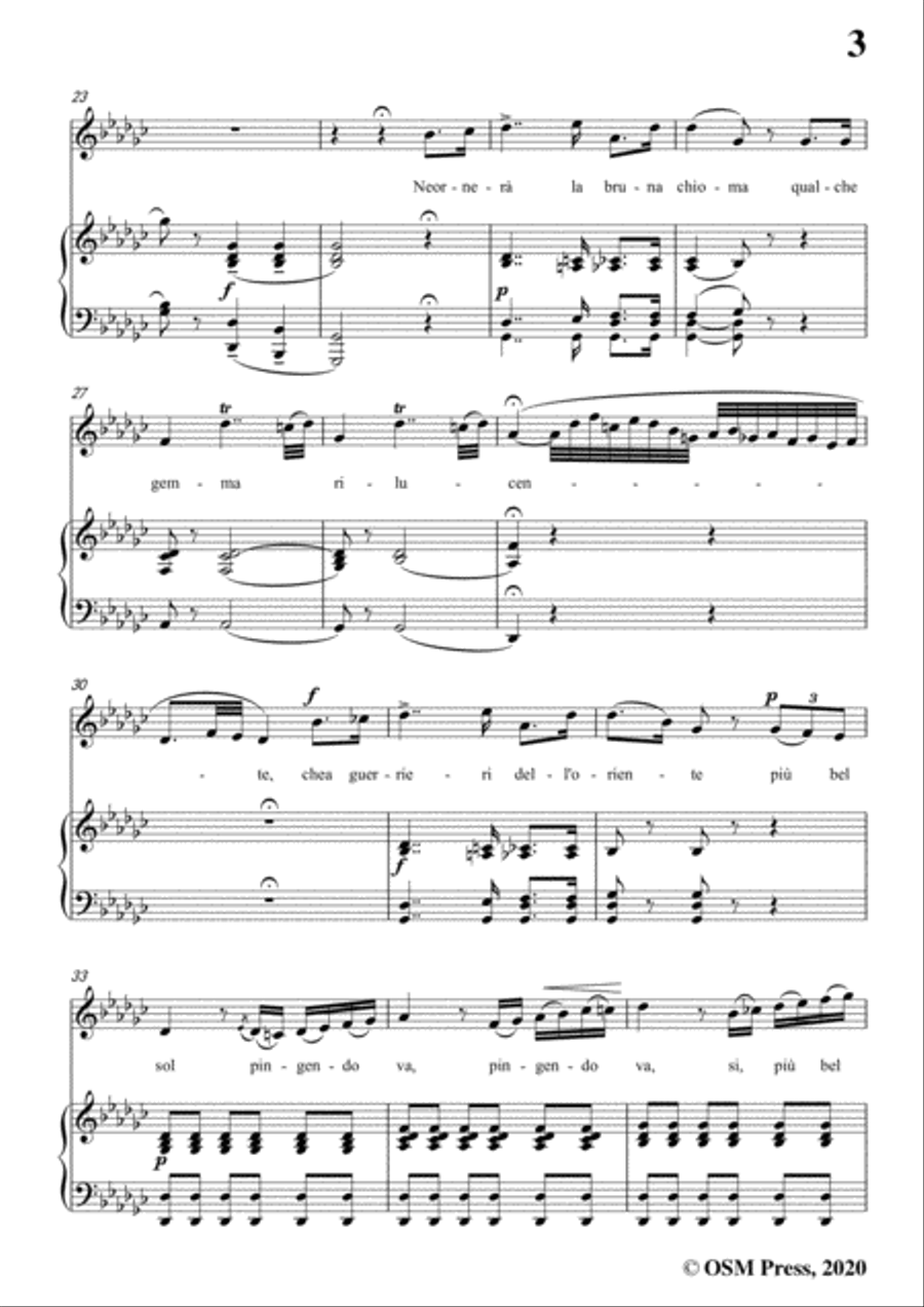 Donizetti-Ne ornera la bruna chioma,in G flat Major,for Voice and Piano Voice Solo scores gallery preview page 5