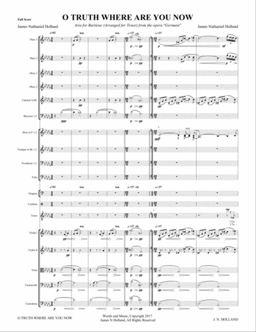 O Truth, Where Are You Now, Aria for Tenor and Orchestra from the Contemporary Opera Germain Large Ensemble scores gallery preview page 5