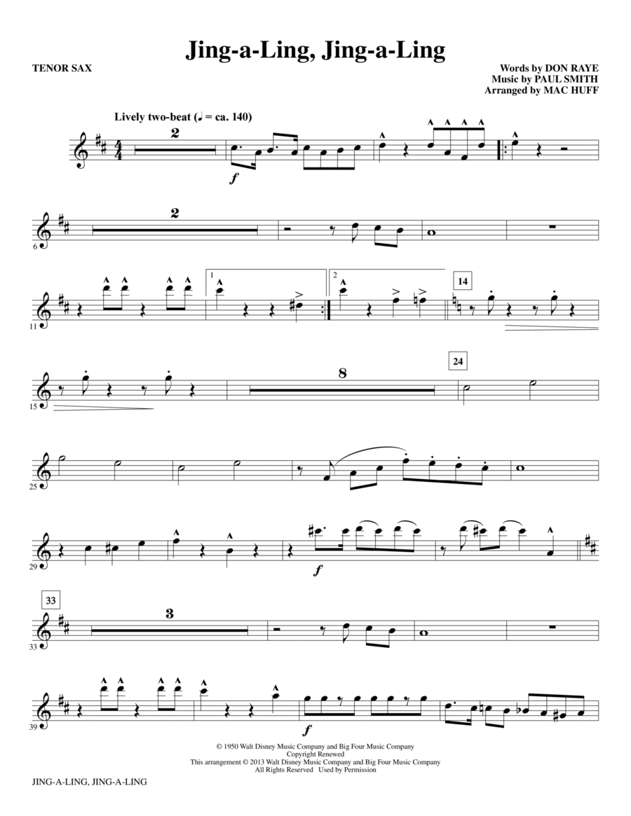 Jing-a-Ling, Jing-a-Ling - Tenor Saxophone Choir scores gallery preview page 1