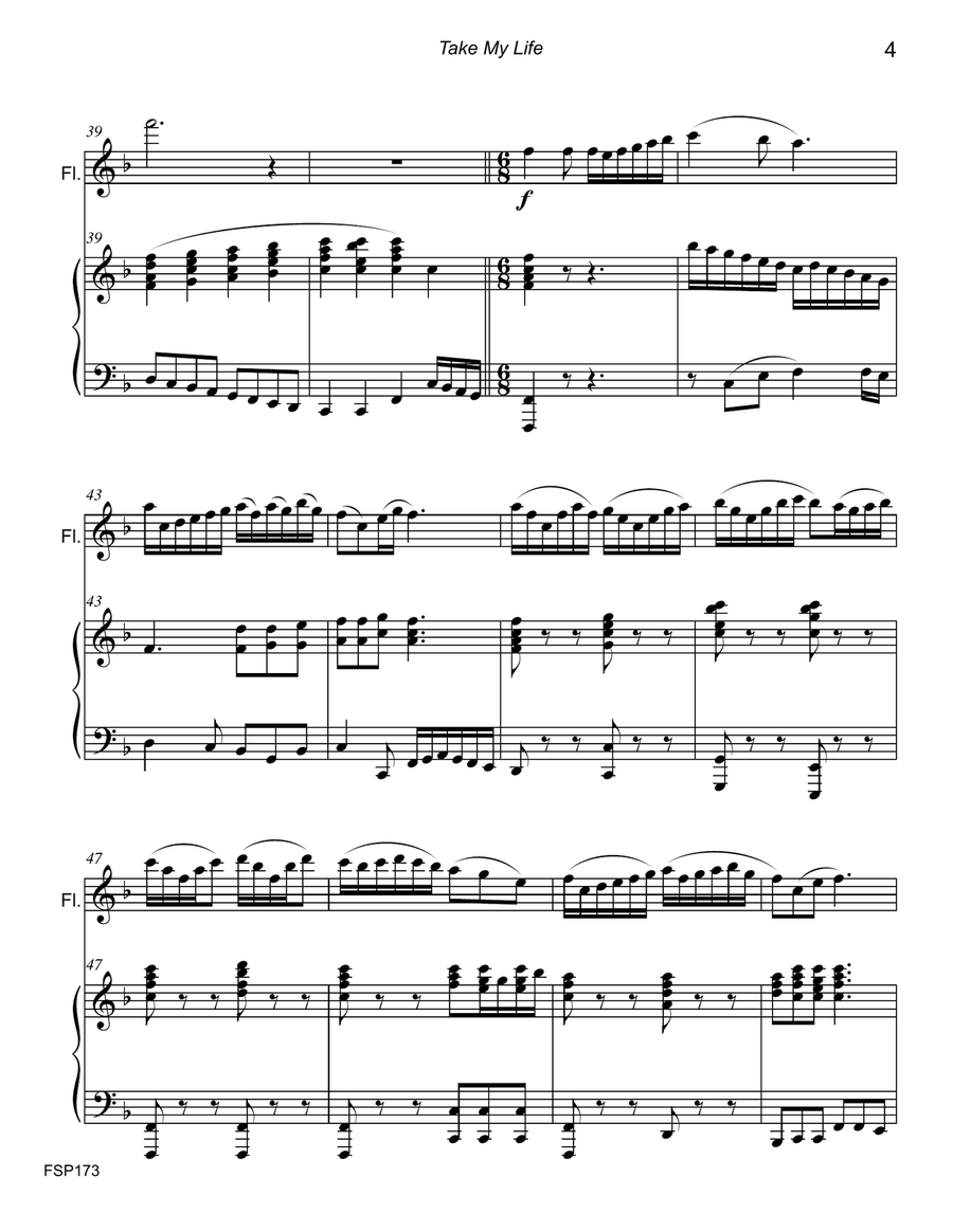 TAKE MY LIFE (and Let It Be Consecrated) - FLUTE SOLO with Piano Accompaniment (Grade 4) Flute Solo scores gallery preview page 4