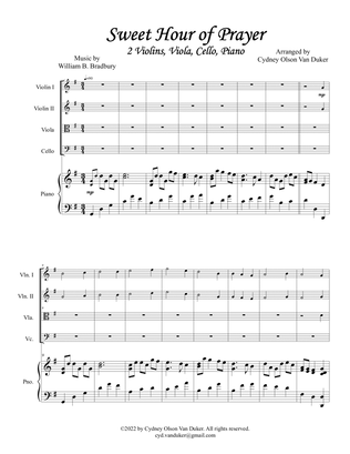 Sweet Hour of Prayer 2 vioin, viola, cello, piano