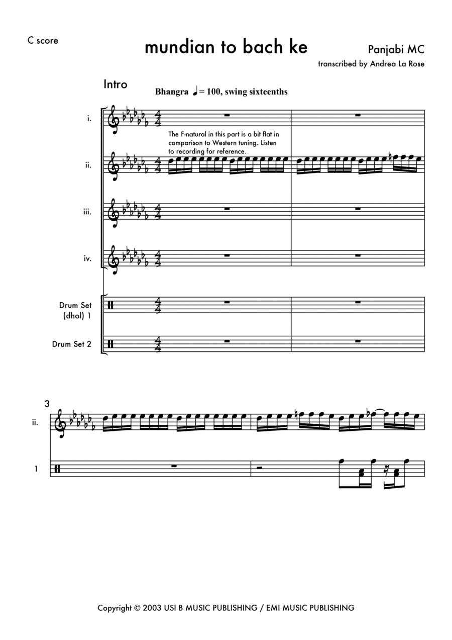 Mundian To Bach Ke Flute scores gallery preview page 1