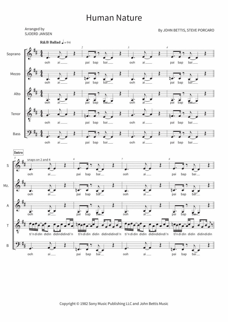 Human Nature A Cappella scores gallery preview page 1