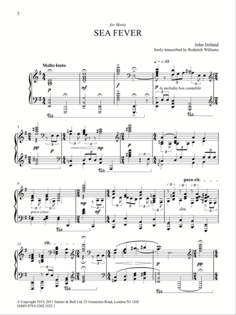 Sea Fever arr. Pf solo by Roderick Williams Piano Solo scores gallery preview page 2