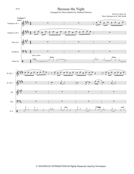 Because The Night by Patti Smith Brass Quartet - Digital Sheet Music