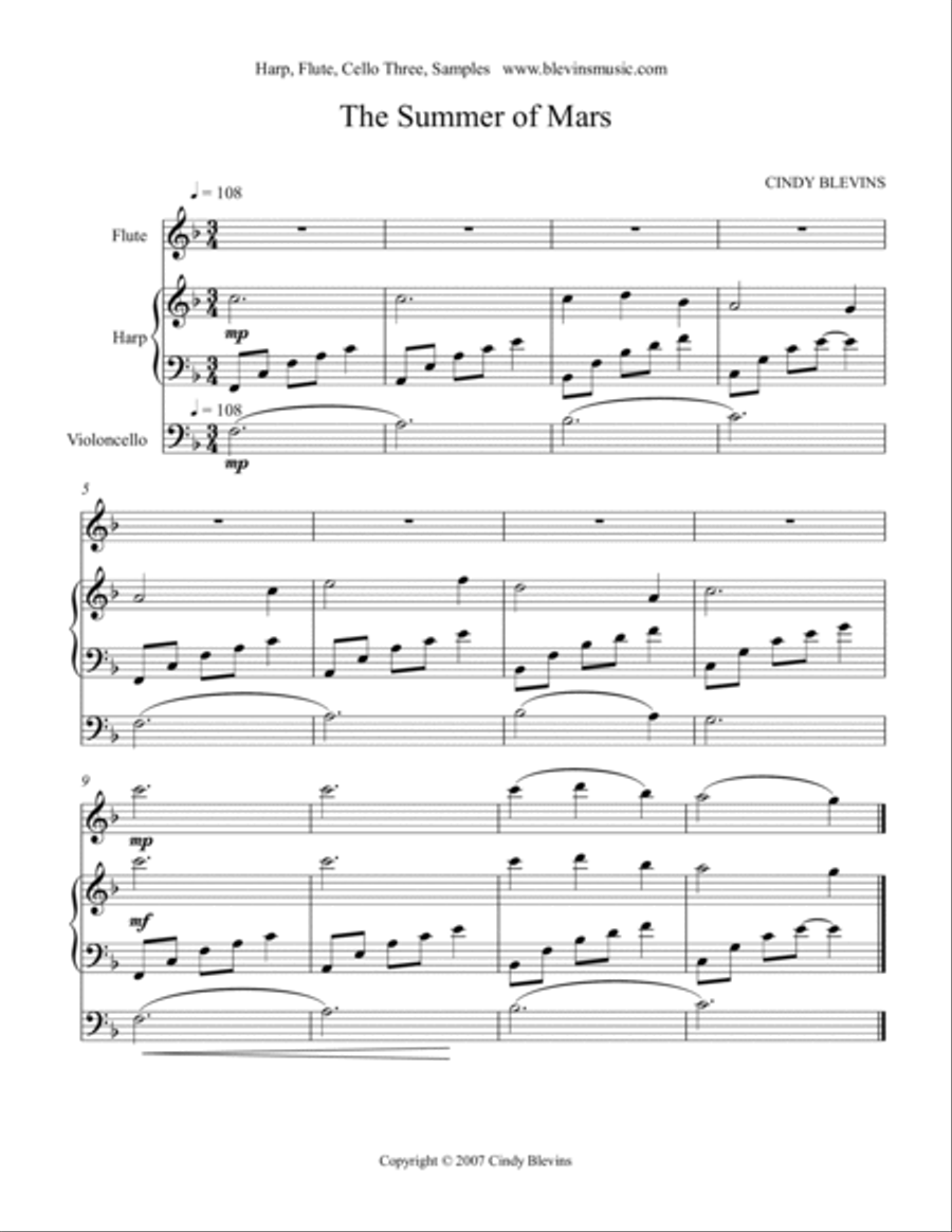 Cindy Blevins for Harp, Flute and Cello, Vol. 3 Flute scores gallery preview page 4